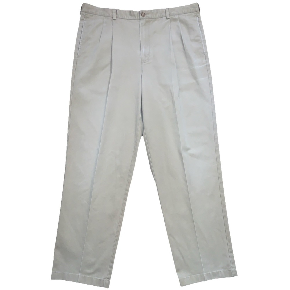 L.L Bean Classic Fit Straight Khaki Pants Men's 38x32 Cotton Beige Chino